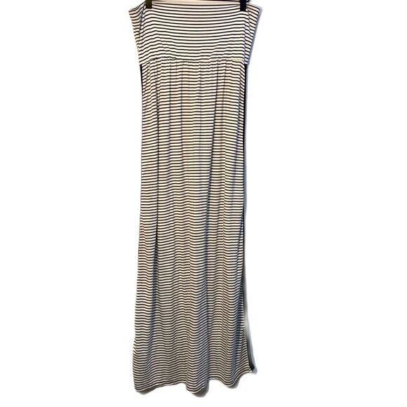 EVERLEIGH Strapless Jersey Maxi Dress Women LP White Black Stripes Baby Doll. - Picture 2 of 8